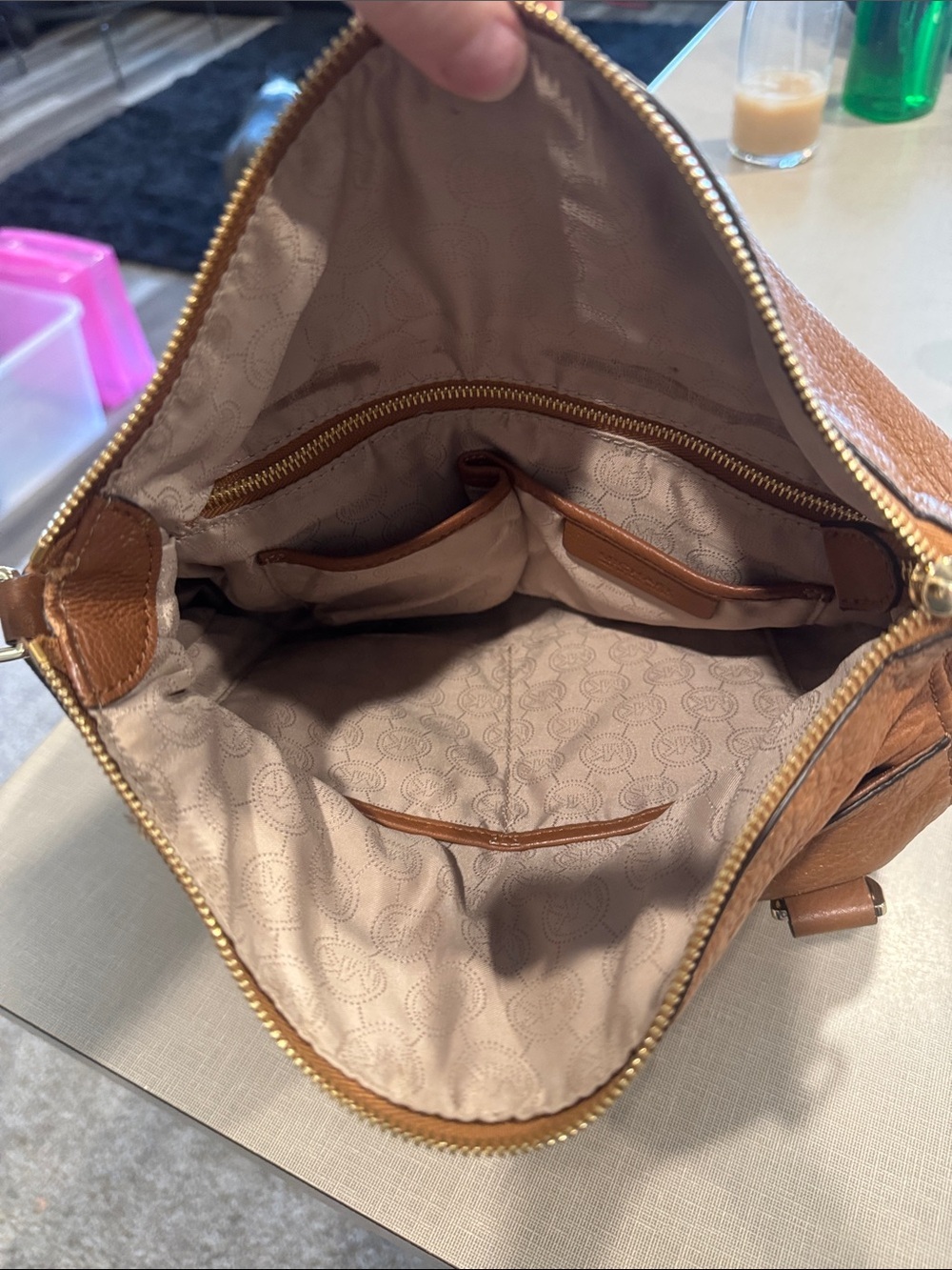 Michael Kors Cognac Leather Satchel with Gold Hardware - Picture 7 of 10